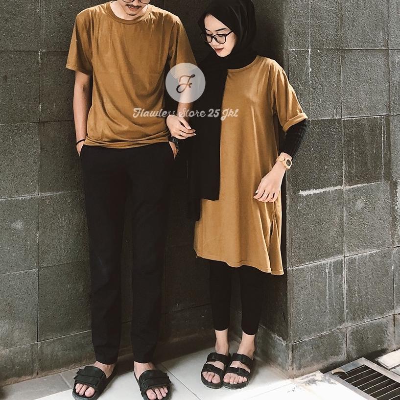 ♤ couple tshirt dress zoya oversize  kaos pasangan basic ✬