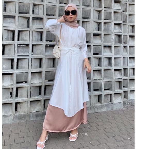 ♪ DEZHAF - Plain Tunik Kaftan | Dress Satin ✹