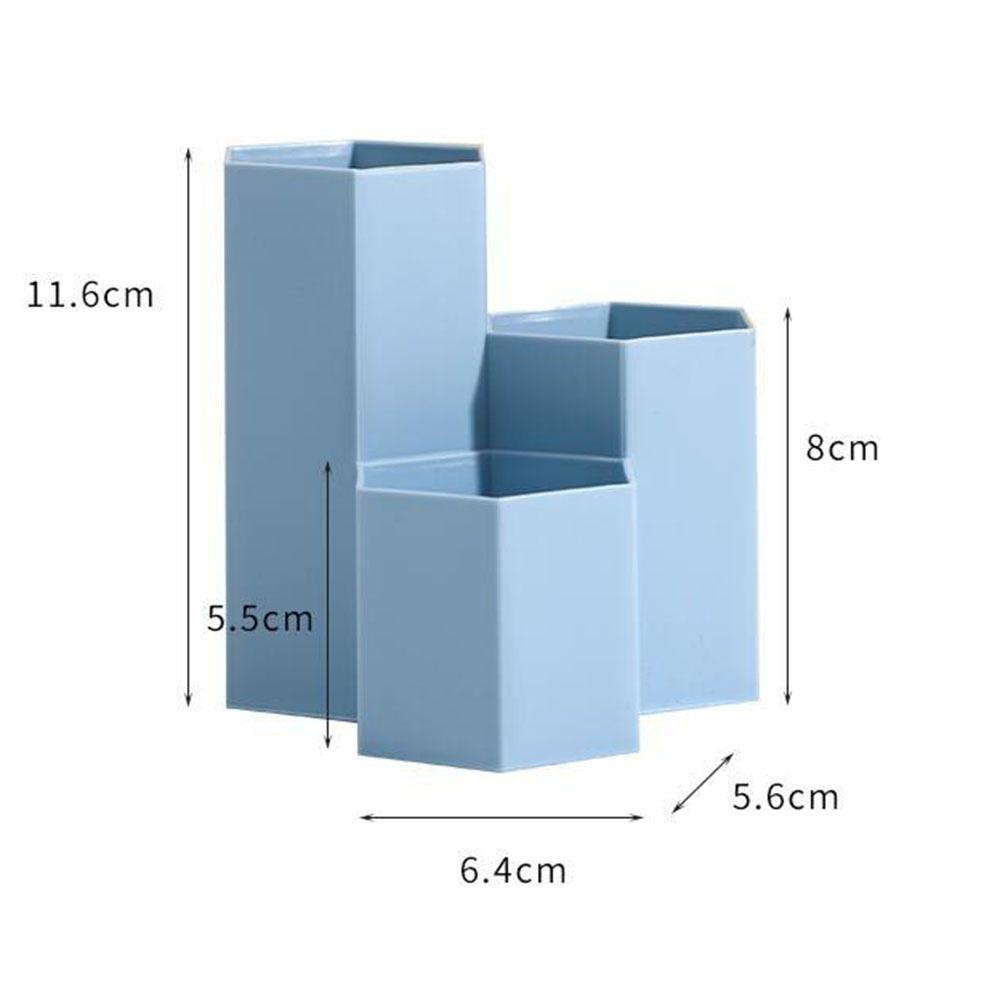 R-flower Hexagonal Rhombus Storage Pen Holder Wadah Sikat Plastik Desktop Storage Three-compartment Storage Pen Box