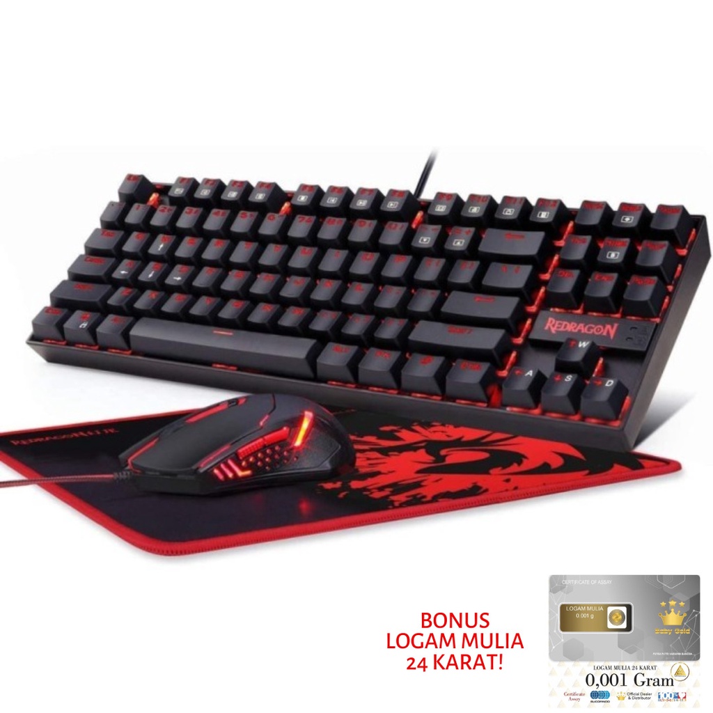 Gaming  Keyboard TKL Mouse Pad 3 in 1 Combo Set Redragon Gaming K552-BA