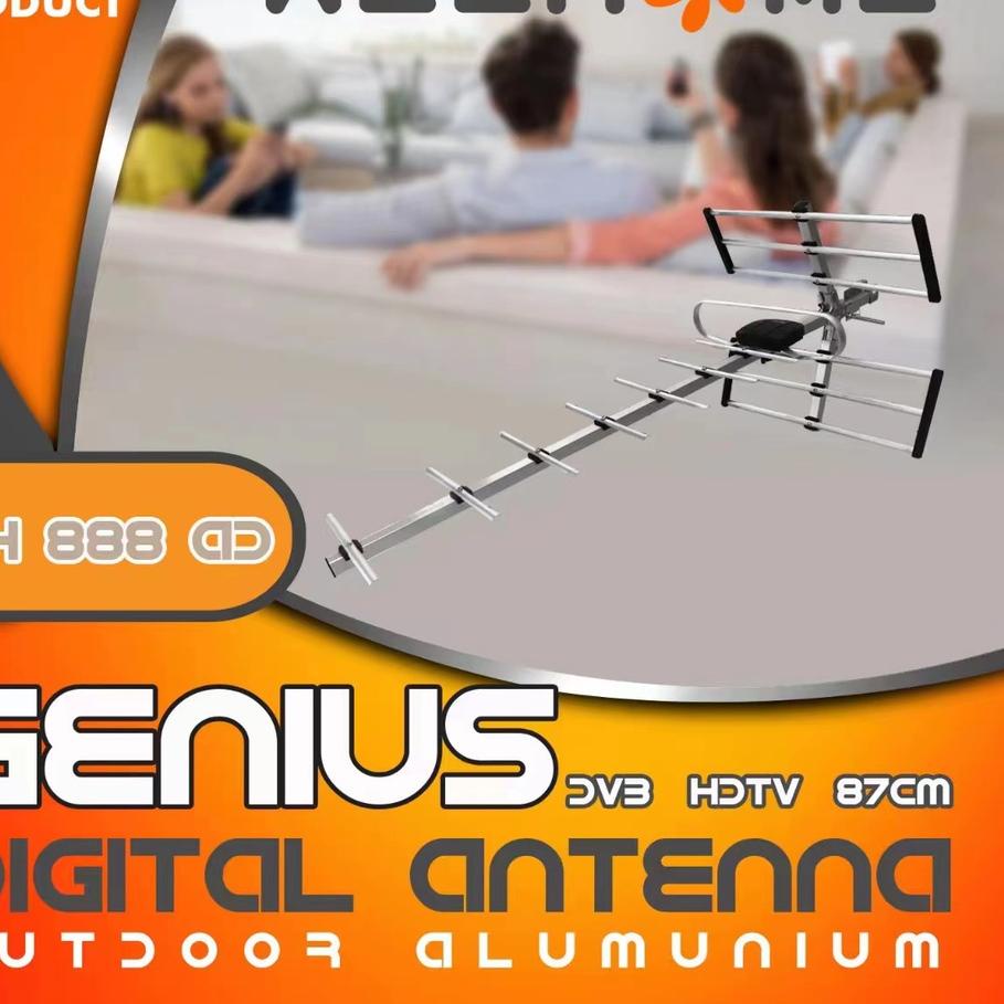 ☟ Antena TV Luar Welhome Genius 888 New bonus kabel 10 M Original Siaran Digital bisa untuk TV Recei