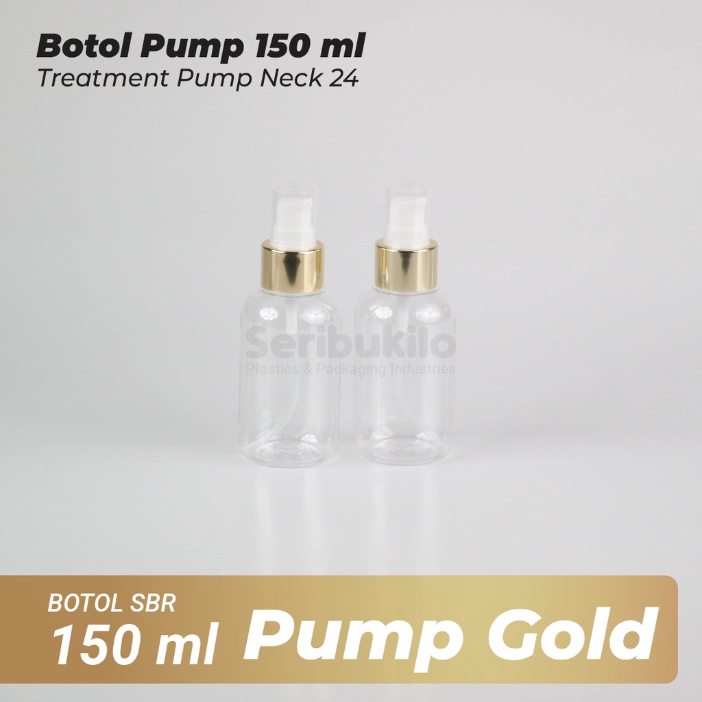 Botol Pump 150 ml SBR Gold/Botol PET Treatment Pump 150 ml Gold Half Cover