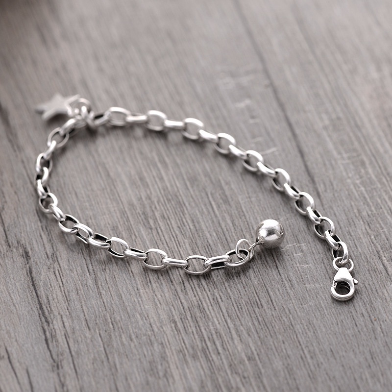 Gelang Bahan Sterling Silver 925 Desain Bintang Gaya Korea Untuk Pasangan