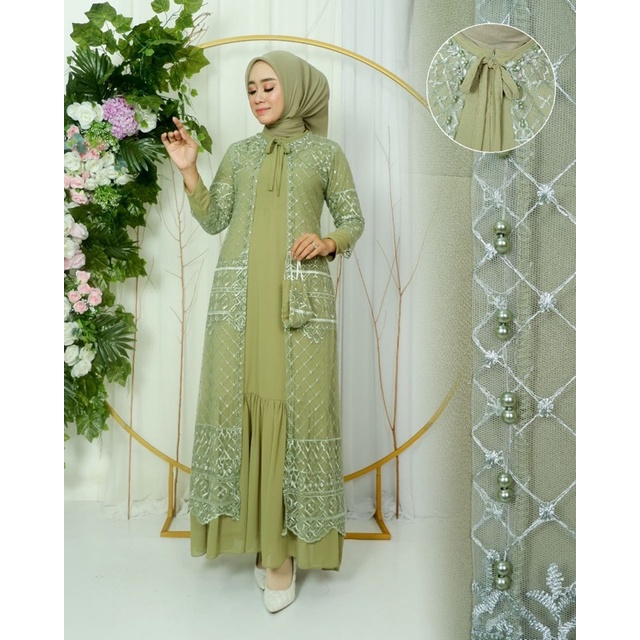 Permata Olshop / Gamis Gardigan Sabyan NK / Gamis Pesta Mewah / Gamis Busui Modern