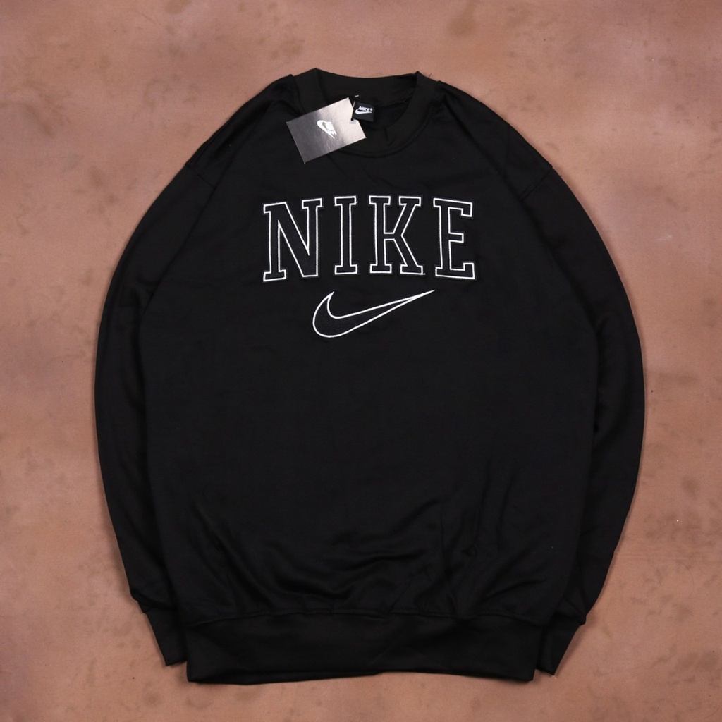 Crewneck NIKE Vintage Logo Swoosh Embroider Hitam - Sweater Pria Best Quality