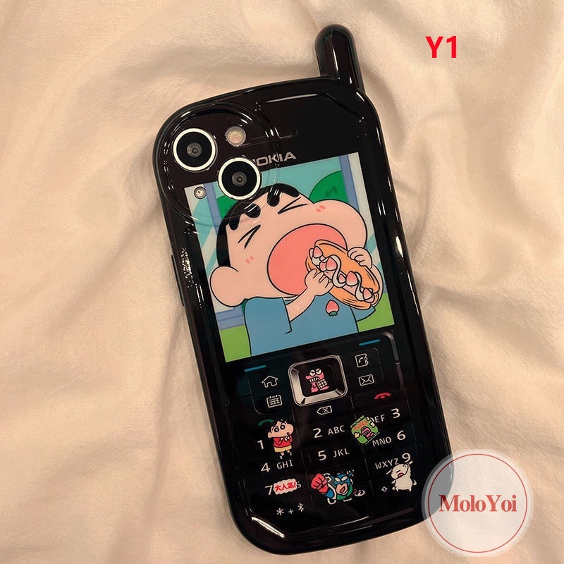 IPHONE Casing Bentuk Ponsel Kepribadian Retro Kompatibel Untuk Iphone11 13 14 12 Pro Max7 8 Plus XR X XS MAX Kreatif Kartun Crayon Shin-chan Sakurada Nene Soft Phone Cover