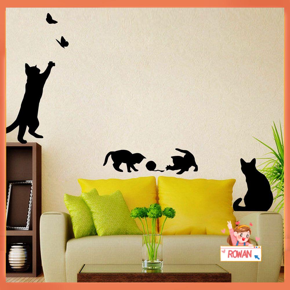 R-flower 1set/Pack Cat Play Kupu Lampu Jalan Kartun Dekorasi Dapur Removable Decoration