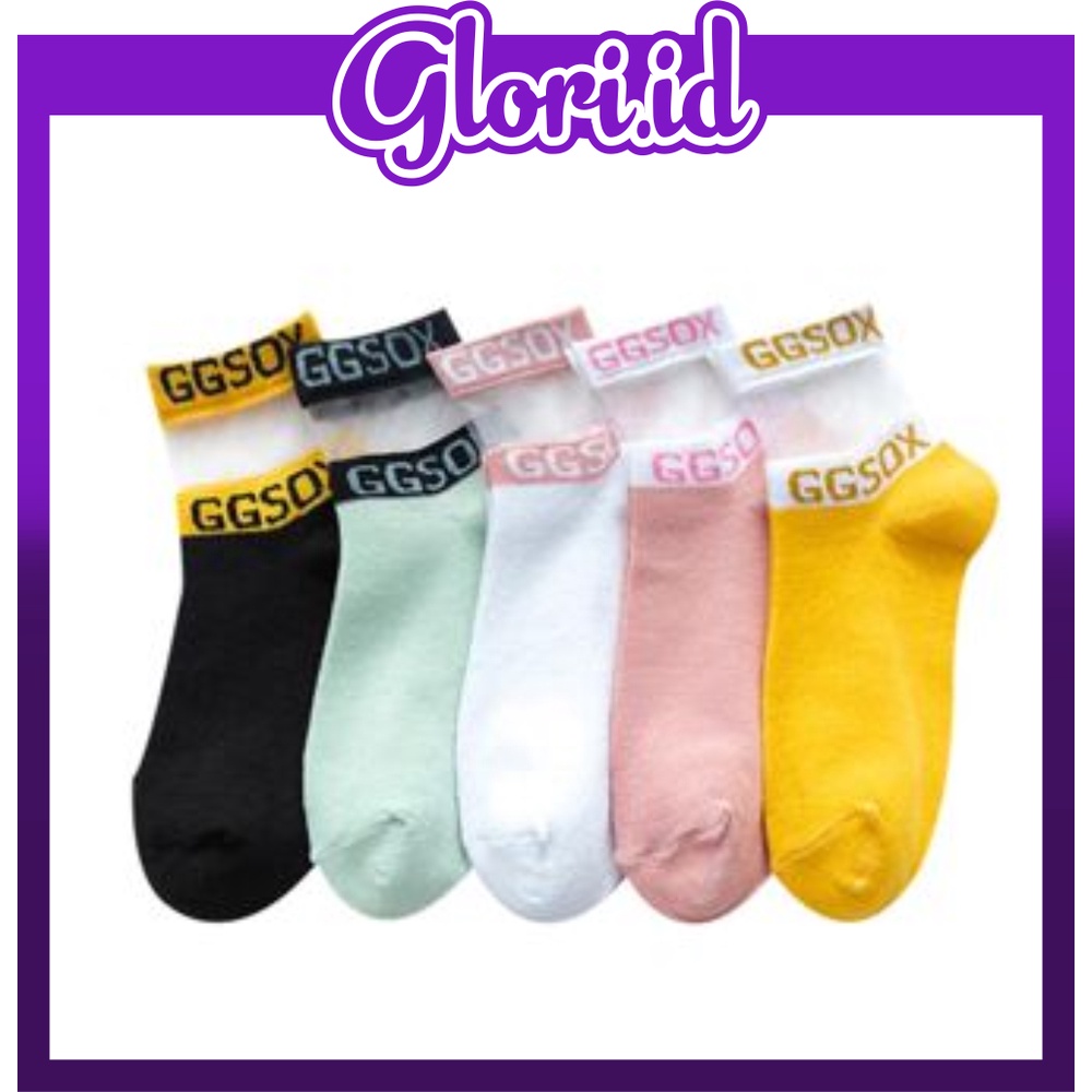 GLORI.ID Kaos Kaki Wanita / Kaos Kaki Transparan / Kaos Kaki Bunga / Socks / Fashion R180 COD