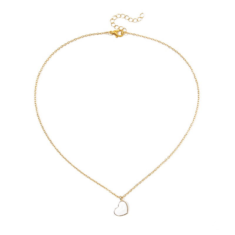 Bermutu Tinggi Perasaan Bersih Merah, Temperamen Manis, Rantai Tulang Selangka, Rantai Emas Prancis Yang Modis, Kalung Liontin Cinta Putih, 1buah