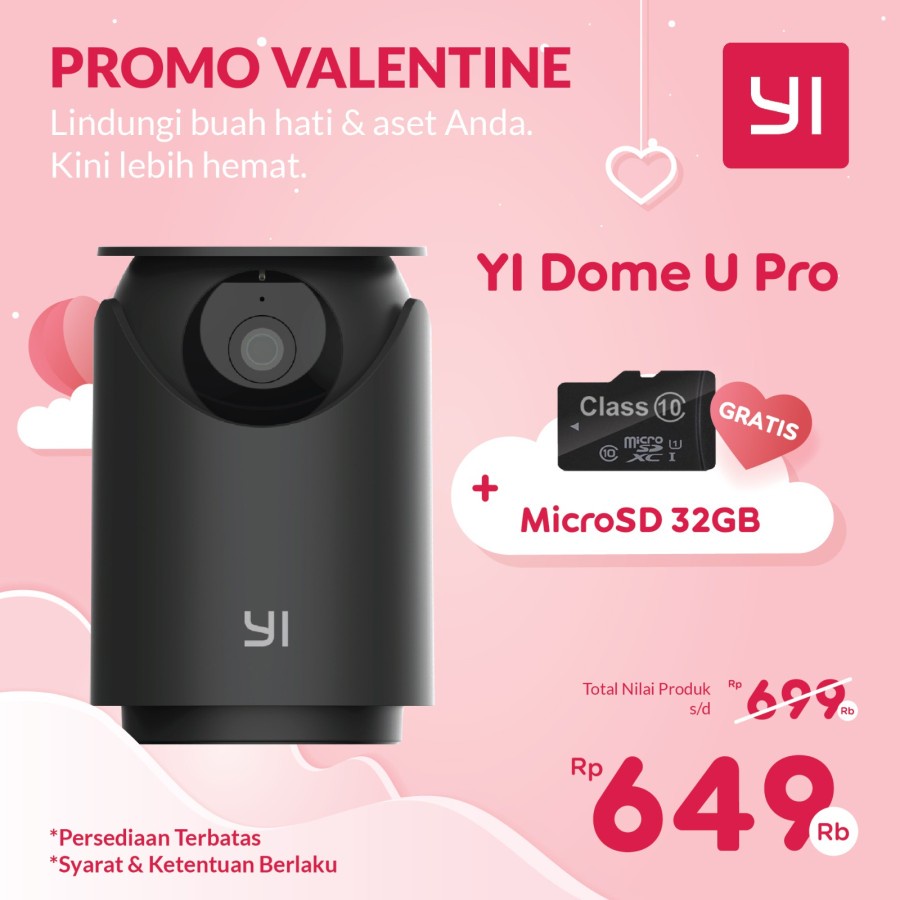 Kamera Xiaoyi Yi Dome U Pro 3MP 1296P FULL HD IP Camera CCTV - Garansi Resmi