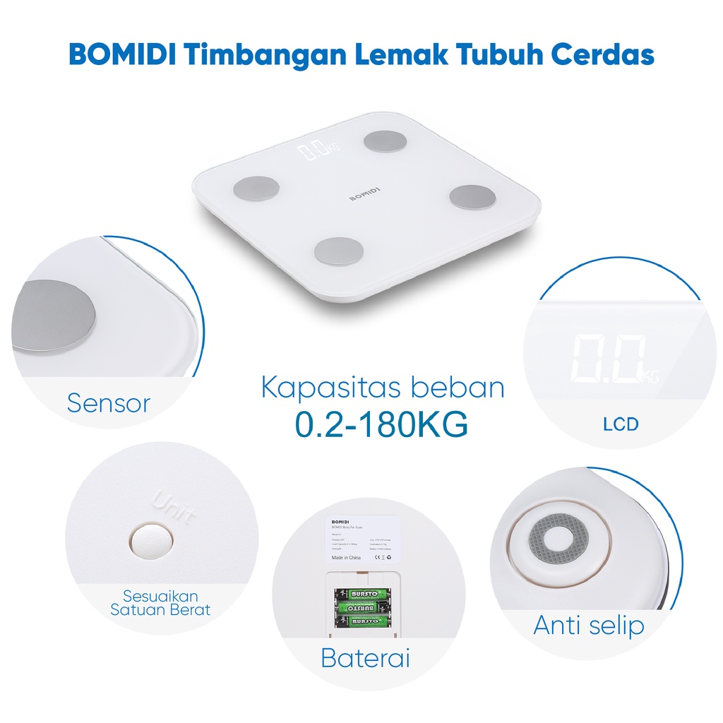 BOMIDI Body Fat Scale S1 Timbangan Badan Smart Scale Digital Timbangan Scale