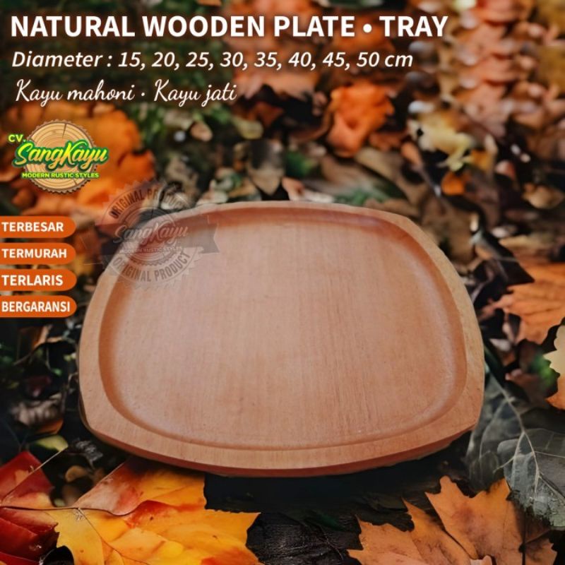 Nampan kayu kotak besar baki kayu piring kayu piring saji wood plate