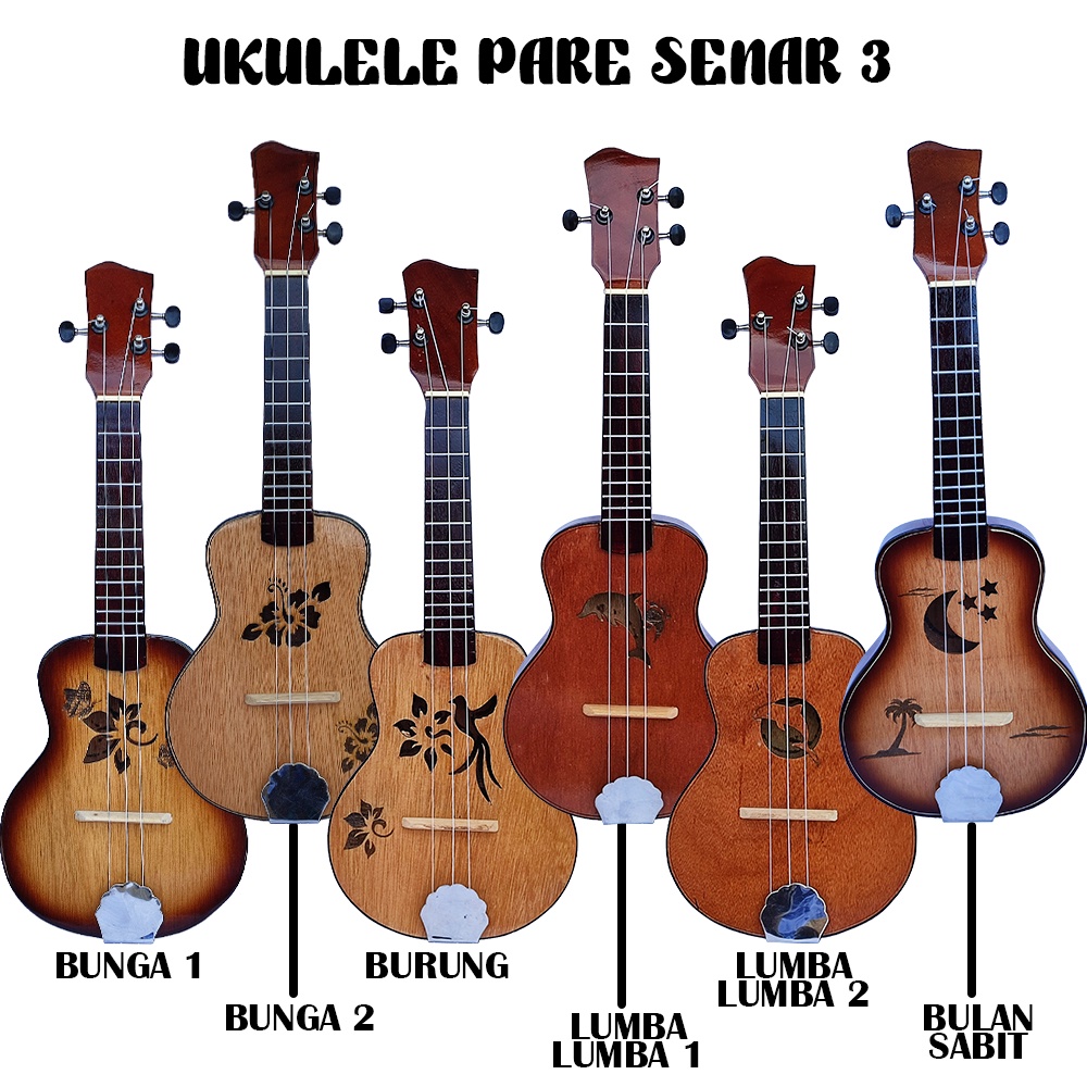 Ukulele Pare Motif Senar 4 dan 3 Murah Bahan Kayu