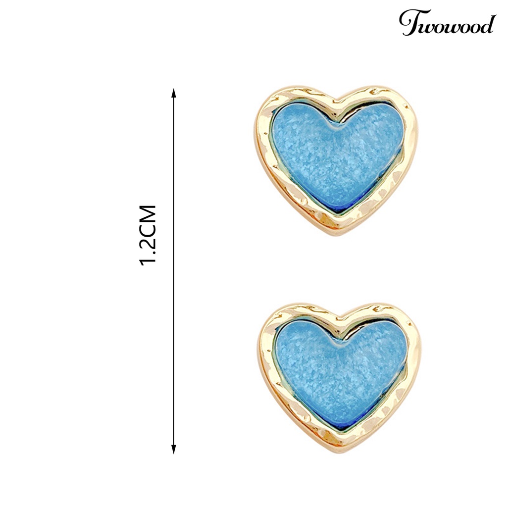 Twowood 1pasang Ear Studs Elegan Dainty Temperamen Melamun Hadiah Mini Hypoallergenic Retro Cinta Hati Kristal Imitasi Wanita Anting Perhiasan Aksesoris