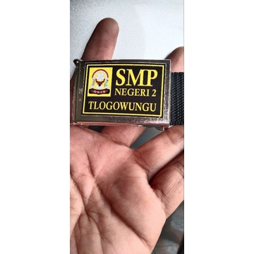 Custom loggo sekolah di ikat pinggang seragam sekolah SD,SMP,SMA,MI,MTS