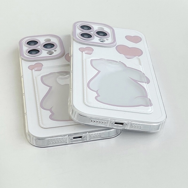 IPHONE Casing Pelindung Desain Lengan Kartu Kartun Untuk Iphone14 13 12 Pro Max11 X XR XS Max7 8 Plus Love heart rabbit Anti-drop
