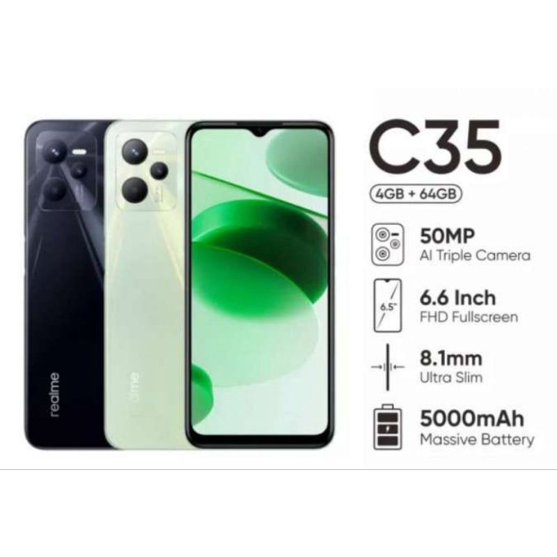 HP Realme C35 RAM (4/128GB) | Variasi Hitam & Hijau