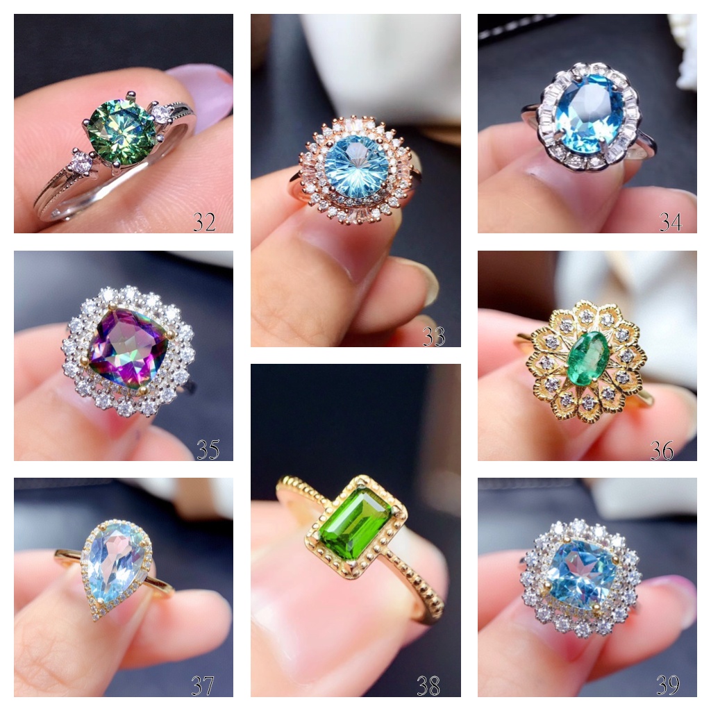 Goldkingdom Aksesoris Perhiasan Fashion Ready Stock Korea Selatan Baru Tidak Teratur Biru Laut Emerald Peridot Amethyst Dengan Berlian Cincin Kawin Yang Dapat Disesuaikan