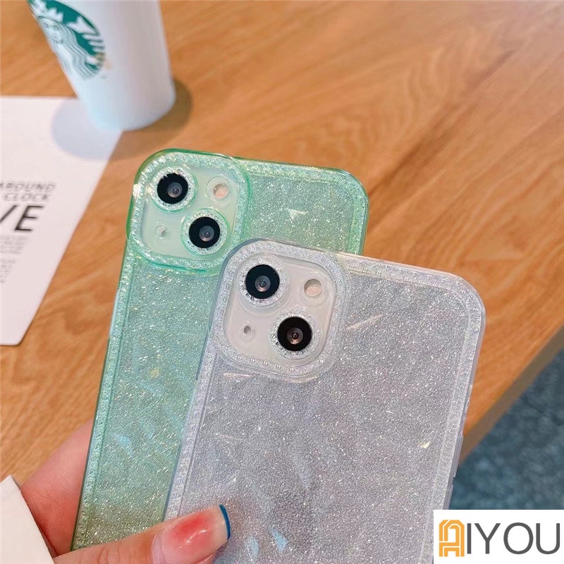 IPHONE Glitter Pelindung Kamera Transparan Soft Case Untuk Iphone14 13 12 11 Pro Max X XR Xs7 8 Plus SE 2022 Shockproof Silicone Cover