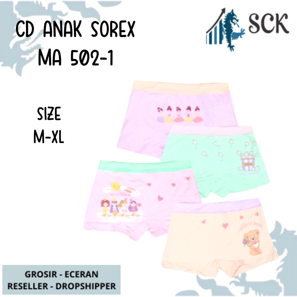 CD Anak Perempuan SOREX KIDS 502 model BOXER Polos Warna / Celana Dalam Anak Perempuan - sckmenwear GROSIR