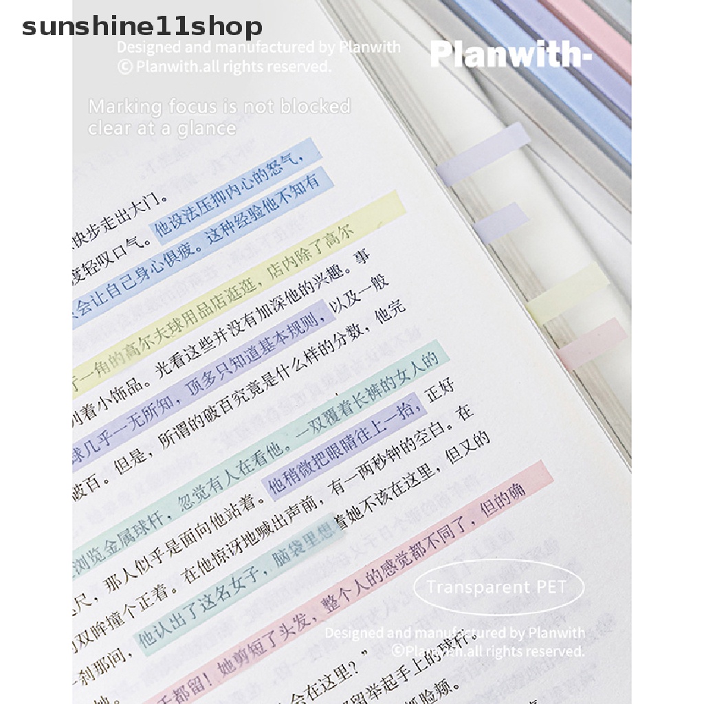 Sho 300/160lembar Slim Index Stiker Set PET Warna Transparan Sticky Notes Paster Stiker Memo Sticky Notes Tag Buku Penanda Bintik Alat Tulis N