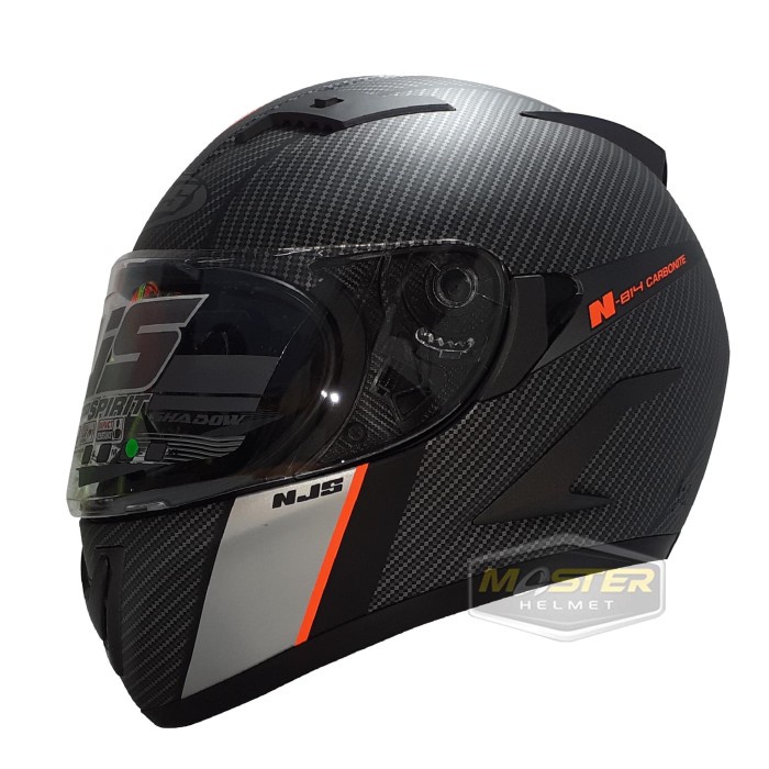 Terlaris Helm Fullface Njs Shadow N 814 Black Doff Orange