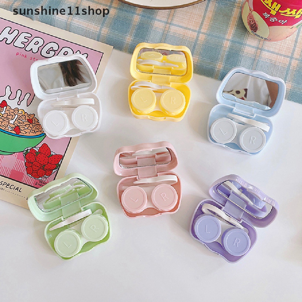 Sho Kartun Hewan Beruang Tempat Kontak Lensa Plastik Hard Contact Lens Box Lucu Tempat Kacamata Wadah Lensa Hadiah Natal N