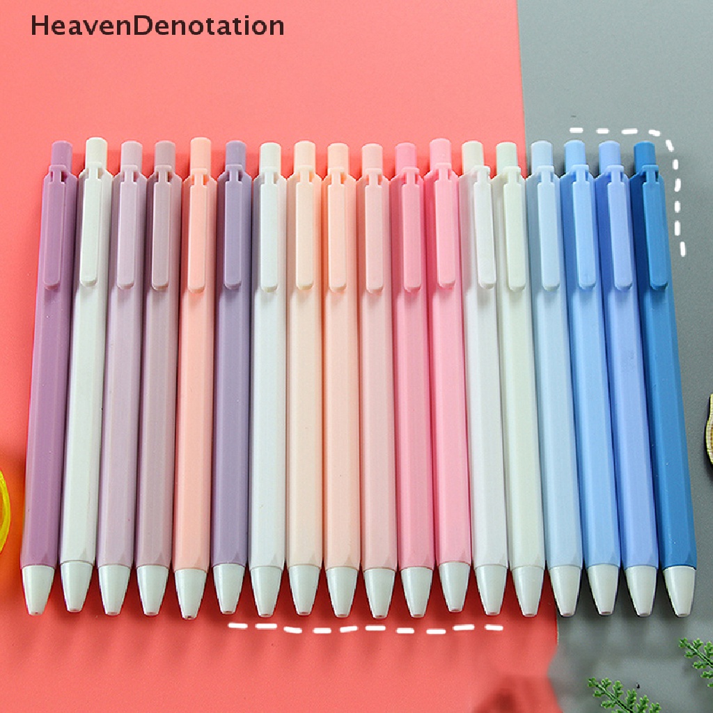 [HeavenDenotation] 6pcs/set Lucu Morandi Color Press Gel Pen ST Nib 0.5mm Hitam Tinta Kantor Sig Pen Mahasiswa Kawaii Alat Tulis Wrig Perlengkapan HDV