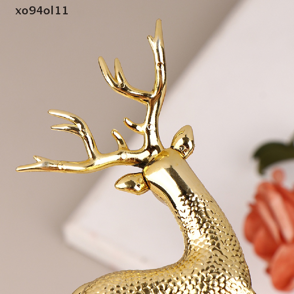 Xo 1pc Natal Elk Plastik Golden Cake Topper Dessert Dekorasi Hadiah Anak OL