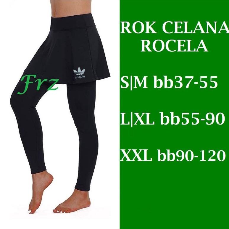 Olu53 Rocela Celana Legging + Rok Senam  Olah Raga Wanita Leging ROK Sport Ukuran Jumbo dan STD Untu