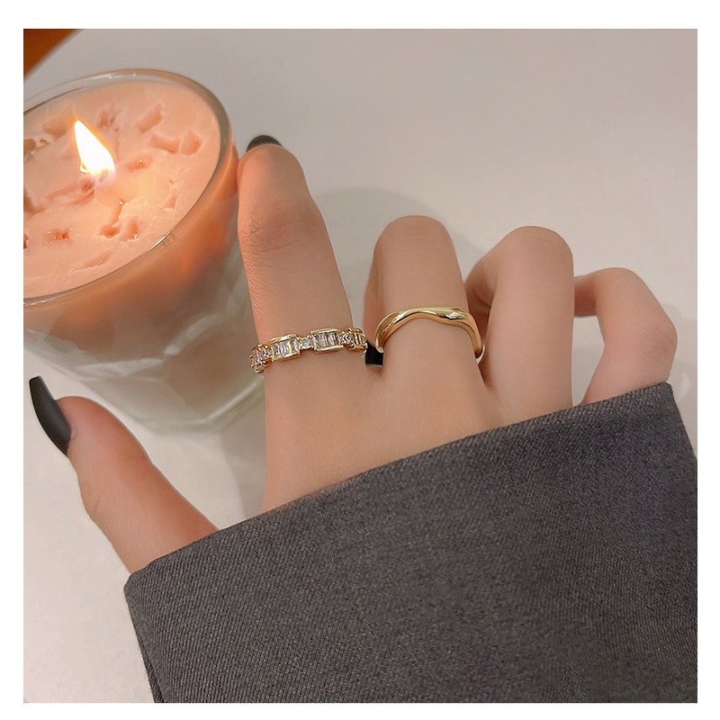 Goldkingdom Fashion Perhiasan Aksesoris Ready Stock Korea Selatan Cincin Baru Perempuan Dua Potong Set Cahaya Mewah Niche Internet Merah Gaya Yang Sama Terbuka Jari Telunjuk Cincin Ring