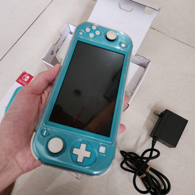 Nintendo Switch Lite Biru Turquoise Fullset Isi Games Preloved