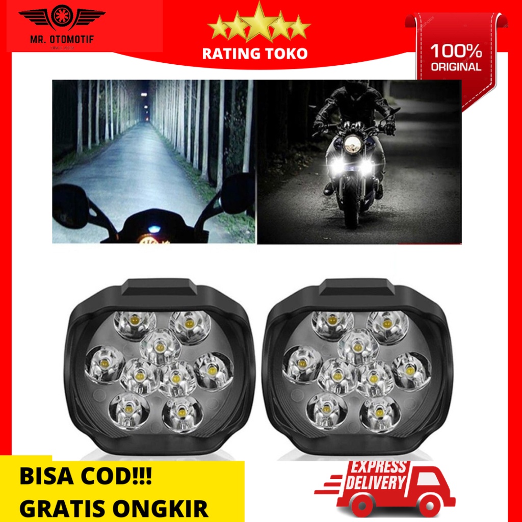 Lampu Tembak Sorot LED Spion Motor Laser Gun Cree 9 Mata 9 Titik 10 Watt 10W T9C 10Watt Lasergun -la