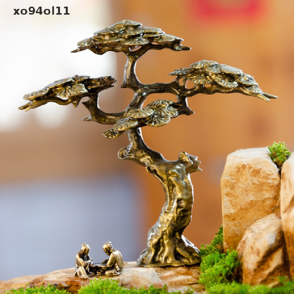 Xo Patung Miniatur Pinus Menyambut Mini Dekorasi Pohon Tembaga Untuk Patung Pohon OL