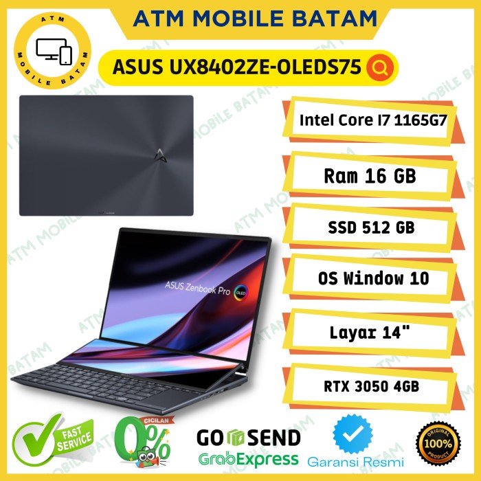 ASUS ZENBOOK DUO PRO UX8402ZE-OLEDS75-I7 1165G7-16GB-512SSD-W10-OHS