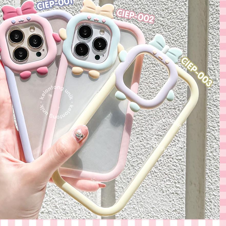 ➨ For iPhone - 3D Cute Little Monster with Bow 2 in 1 Soft Case/ Casing Kamera Pita ✳