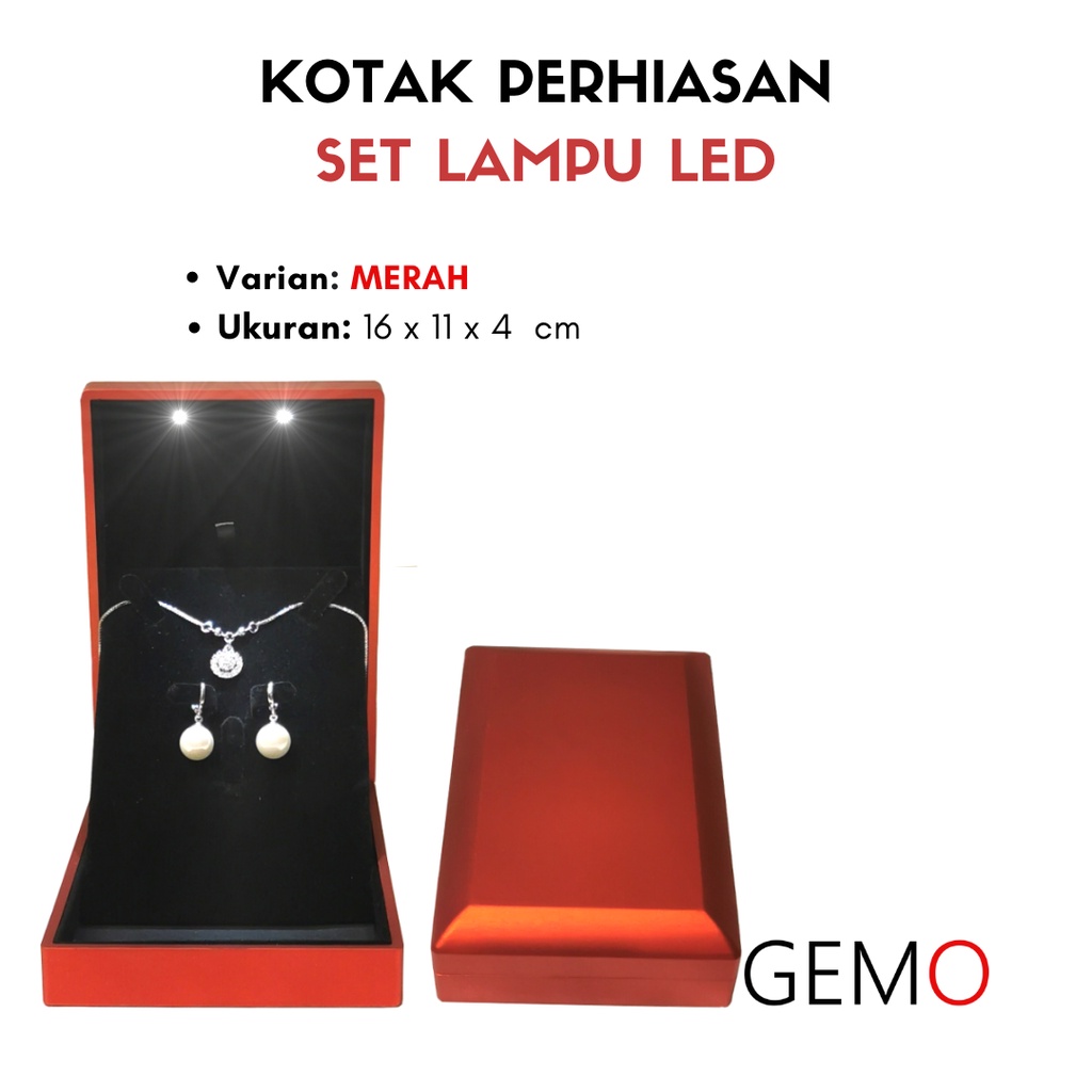 Kotak Perhiasan Berlampu Set Besar / Cincin / Liontin / Anting / Kalung Koye / Jewelry Box Tempat Perhiasan Lampu LED Murah Cocok Untuk Gift / Hadiah, Lamaran, Mahar Pernikahan, Hantaran Tunangan, Seserahan Pernikahan