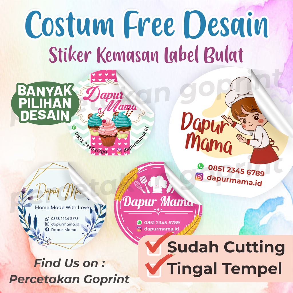 

Cetak Sticker Kemasan Label Stiker toples makanan kue kering dan botol custom free desain