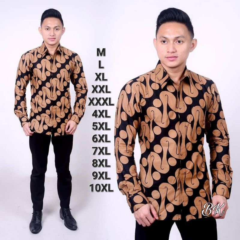 Kemeja batik pria lengan panjang motif lawasan bigsize M L XL XXL XXXL 4XL 5XL 6XL 7XL 8XL 9XL 10XL seragam