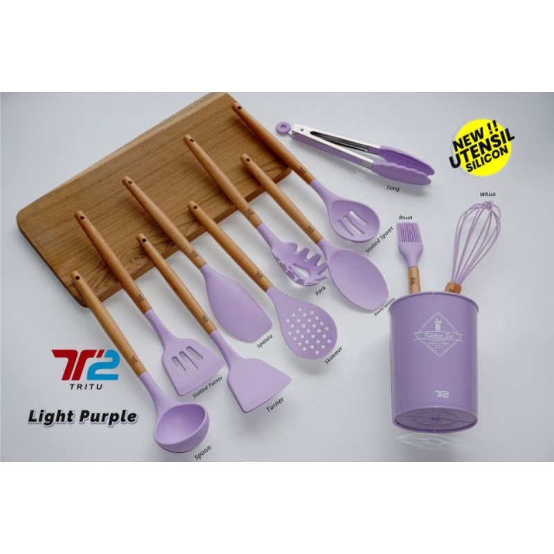 Ready stok "TRITU NEW Kitchen Set Utensil 12 Pcs Spatula Sutil Silikon tahan panas"