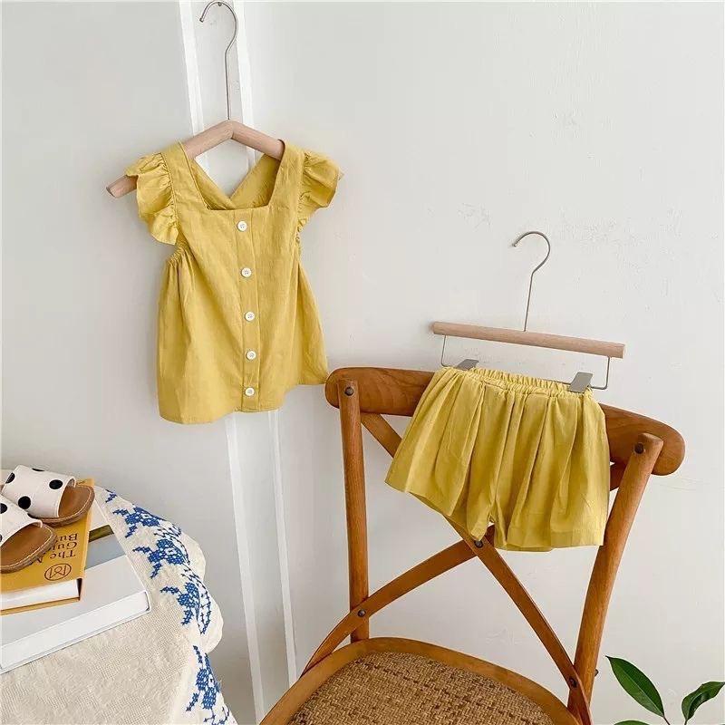 BEFAST - ZFS SETELAN ANAK WANITA LISA / LOPI KID ONE SET / KIDS ONESET TERBARU / Pakaian Santai Anak / Set Atasan Lengan pendek+Celana Pendek / Outfit Anak Perempuan Casual / Fashion Anak Perempuan / Setelan Polos Anak / OOTD Anak Perempuan Jalan-jalan