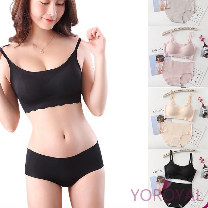 ► [BH+CD] Set Bra Seamless Jepang Push Up Bra Full Cup / Set Pakaian Dalam Es Sutra Seamless YOROYAL