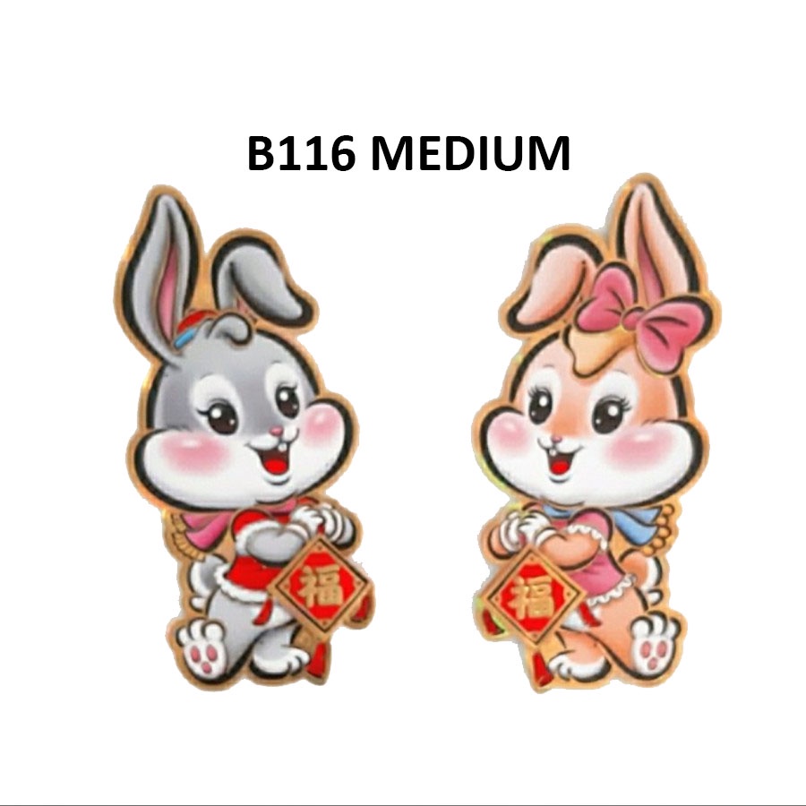 Sepasang Tempelan Kelinci Imlek 2023 Bulu Dekorasi Imlek Bunny Patch Shio Kelinci Hoki Lunar Decoration Hiasan Dinding Rabbit Pesta Hari Raya Tahun Baru