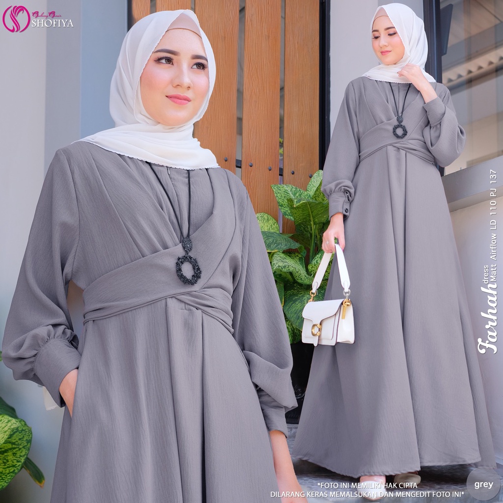 [READY] FARHAH DRESS ORI SHOFIYA BerGaransi | Dress Airflow Ld110 pj137