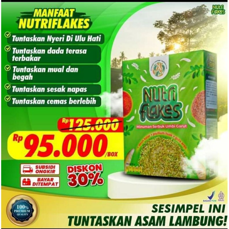 

NUTRIFLAKES 1 BOX DISKON PROMO HEMAT SEREAL UMBI GARUT ASAM LAMBUNG