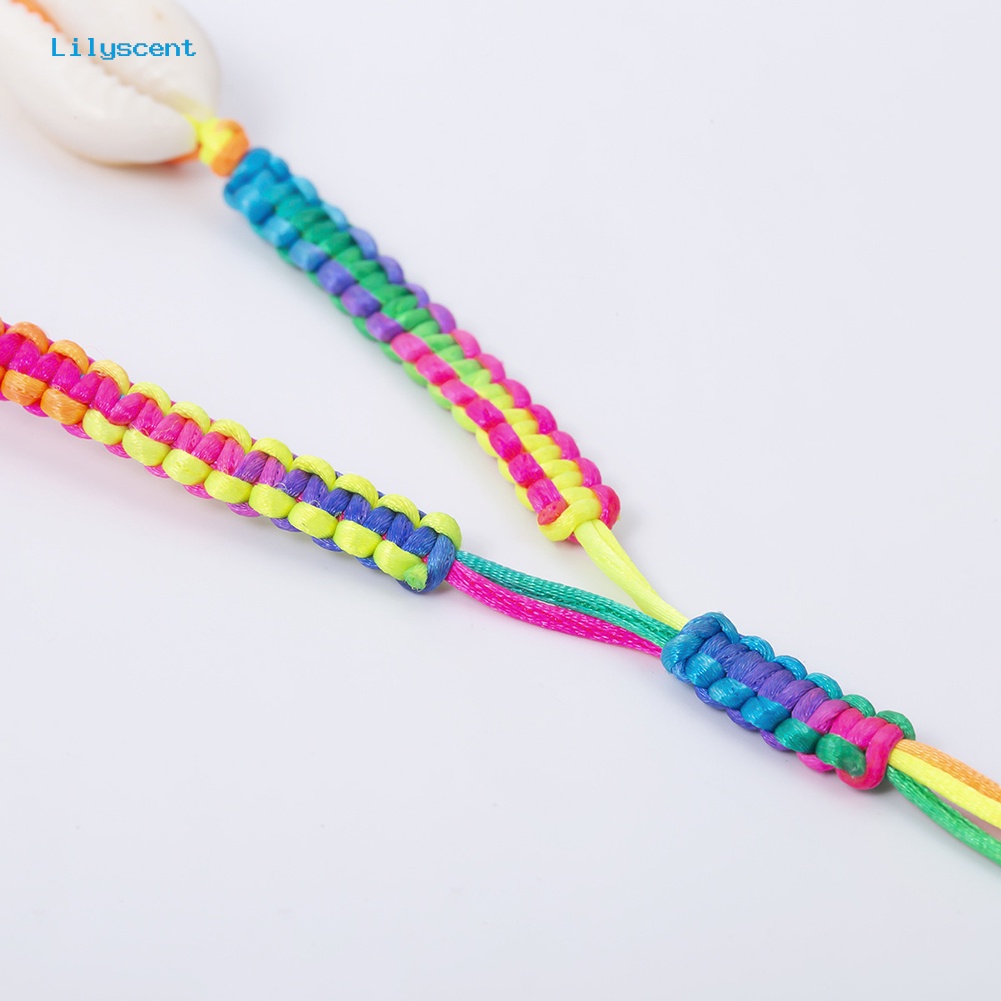 [LS] Hawai Wanita Cowrie Shell Warna-Warni Dikepang Tali Choker Adjustable Necklace