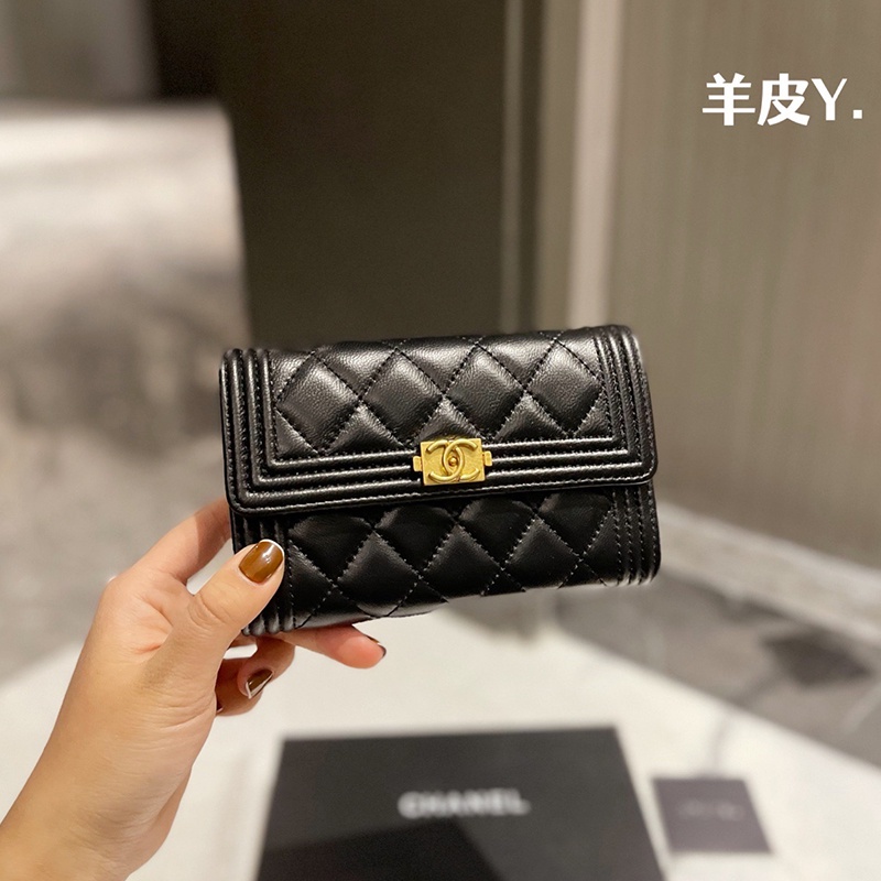 Original 2023 New Chanel Classic rhombus wallet Women's fashion temperament Trifold Wallets card bag