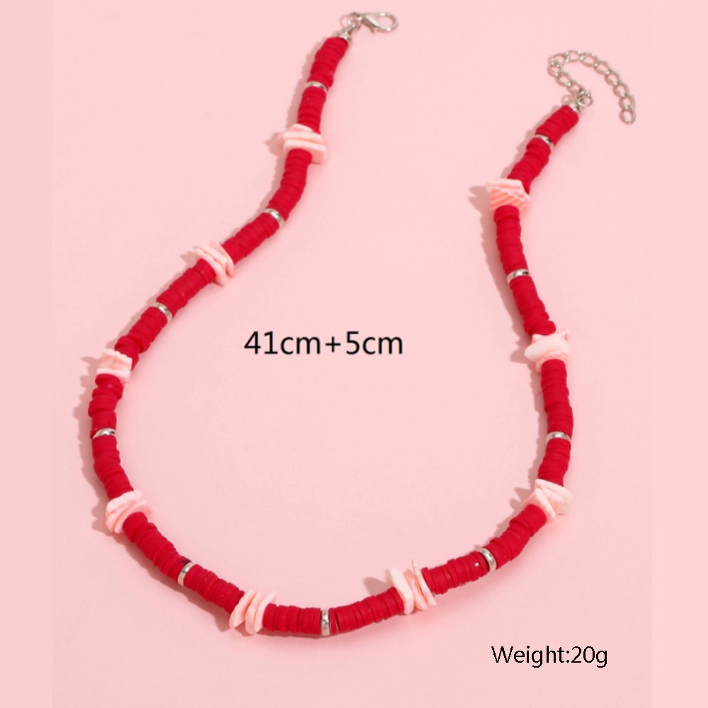 Kalung Warna Merah | Kalung Liontin Fragmen | Aksesoris Pria Dan Wanita | Sendok Garpu Bahan Stainless Steel