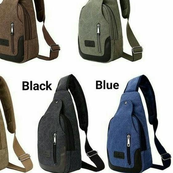 ➤ Tas Pria Import Impor Slempang Selempang Slingbag Kulit Kanvas ✲
