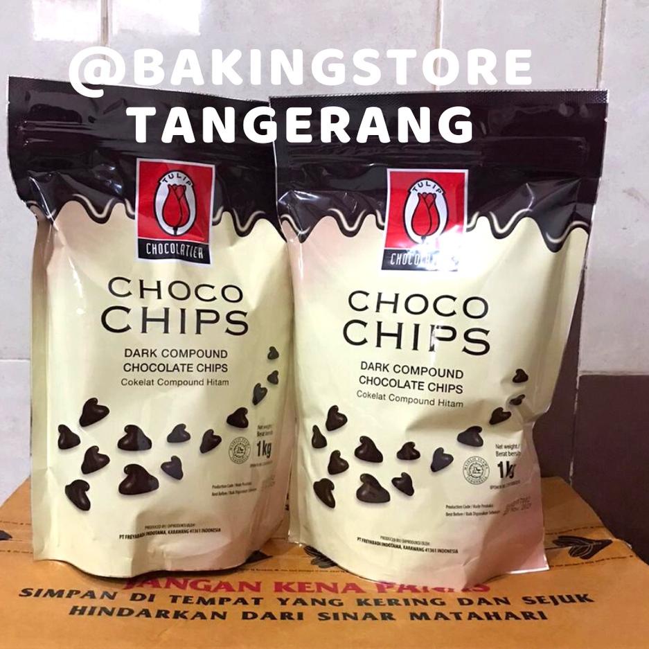 

➧ Choco chip Dark Chocolate tulip 1Kg - chocochips dark coklat ➫